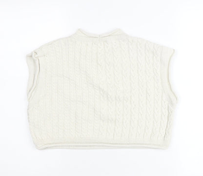 Zara Women’s Ivory Cable-Knit Sleeveless Vest Jumper Size 12