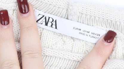 Zara Women’s Ivory Cable-Knit Sleeveless Vest Jumper Size 12