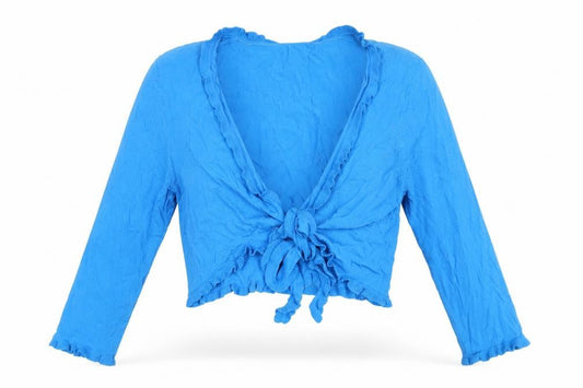 CC Women’s Blue Wrap Cardigan XL V-Neck Long Sleeve Ruffle Knit