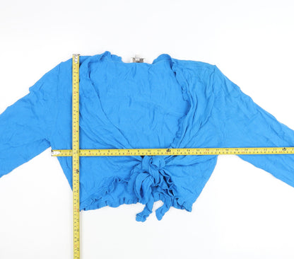CC Women’s Blue Wrap Cardigan XL V-Neck Long Sleeve Ruffle Knit