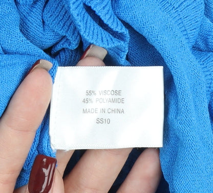 CC Women’s Blue Wrap Cardigan XL V-Neck Long Sleeve Ruffle Knit