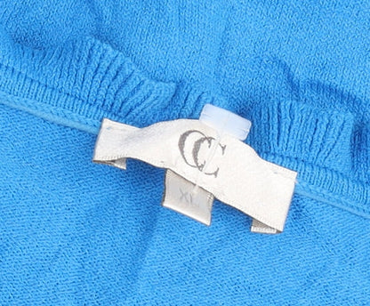 CC Women’s Blue Wrap Cardigan XL V-Neck Long Sleeve Ruffle Knit