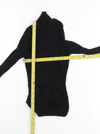ZARA Womens Black Roll Neck Slim Fit Pullover Jumper Size 8