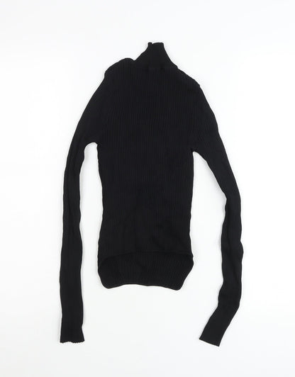 ZARA Womens Black Roll Neck Slim Fit Pullover Jumper Size 8