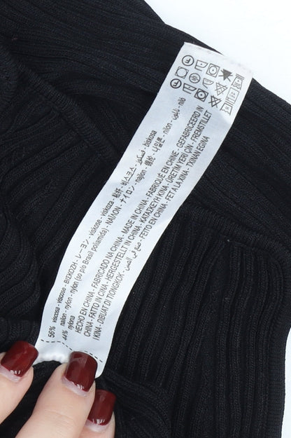 ZARA Womens Black Roll Neck Slim Fit Pullover Jumper Size 8