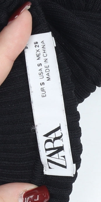 ZARA Womens Black Roll Neck Slim Fit Pullover Jumper Size 8