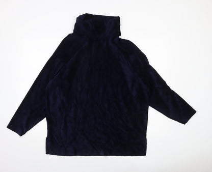 Marks and Spencer Women’s Navy Blue Roll Neck Blouse UK 12 Cotton Blend