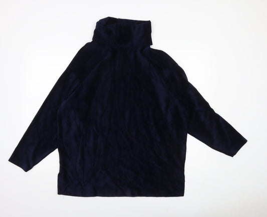 Marks and Spencer Women’s Navy Blue Roll Neck Blouse UK 12 Cotton Blend