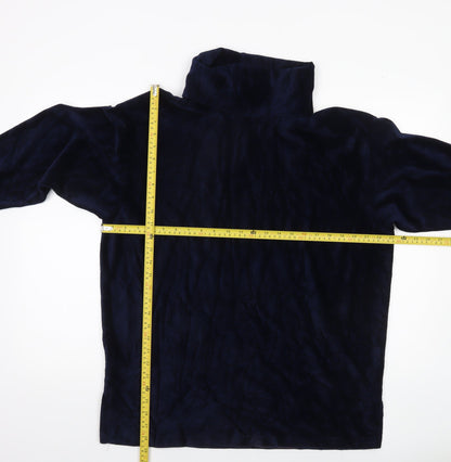 Marks and Spencer Women’s Navy Blue Roll Neck Blouse UK 12 Cotton Blend
