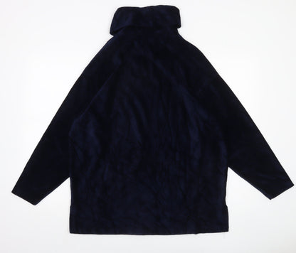 Marks and Spencer Women’s Navy Blue Roll Neck Blouse UK 12 Cotton Blend