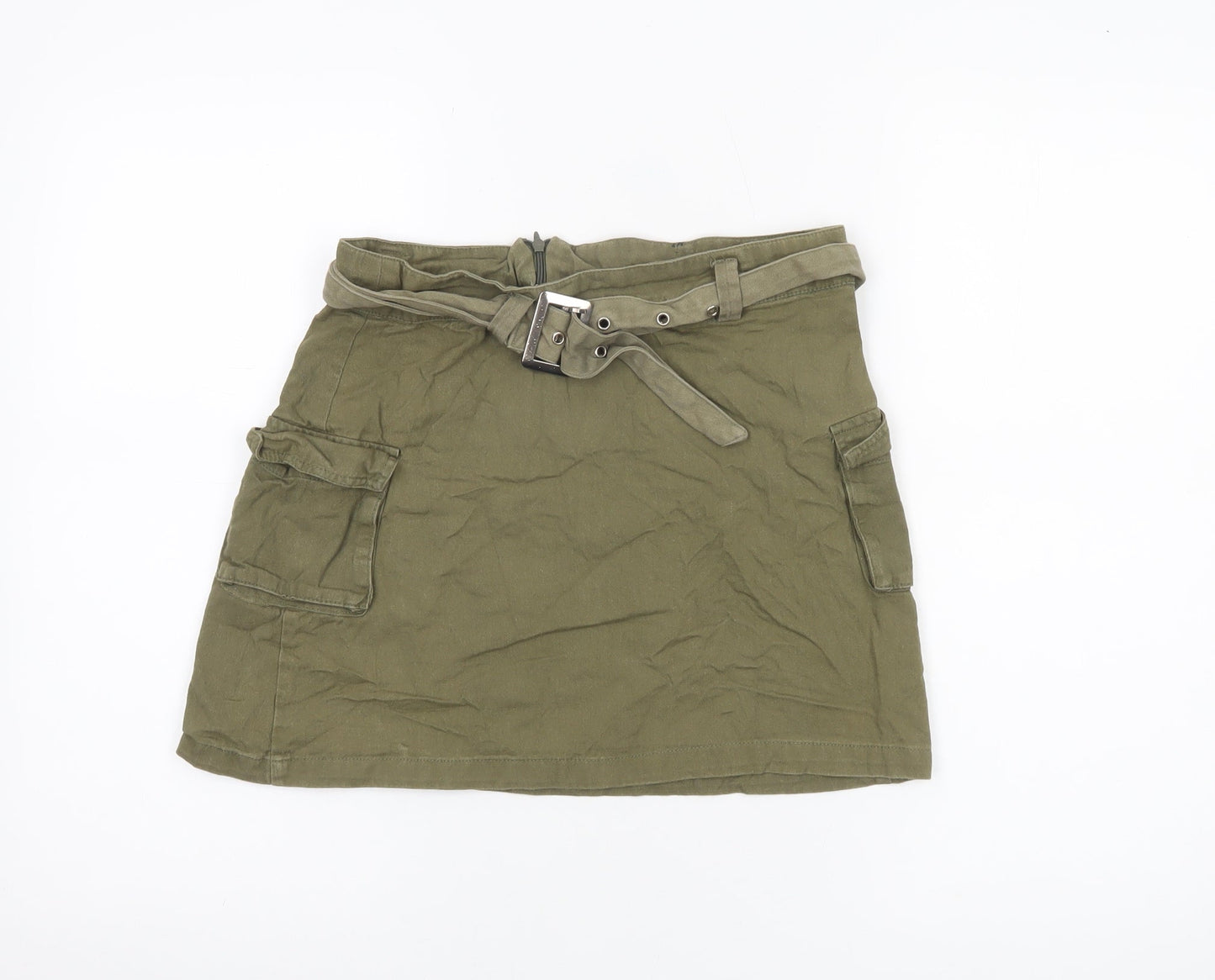 Innocence Women’s Green Cargo Utility Skirt Size 8 Short Cotton