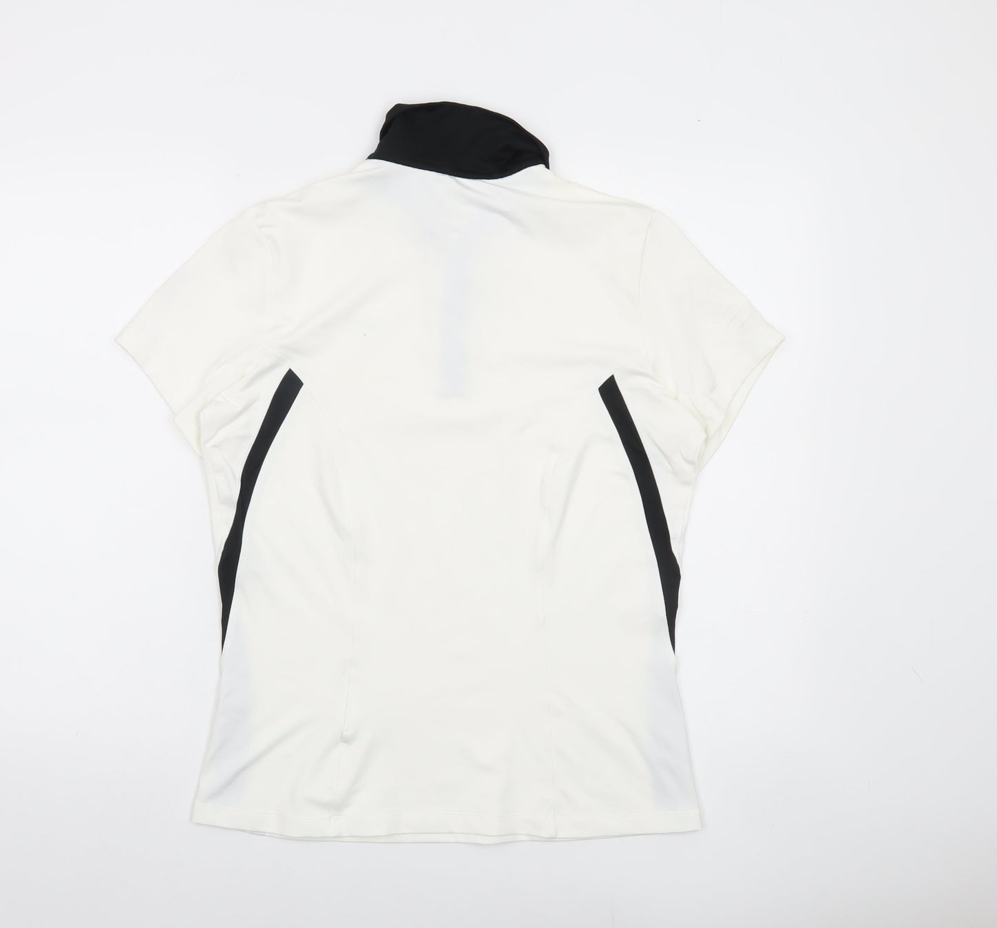 Nike Womens White Black Polo Shirt L Sports Dri-Fit Short Sleeve