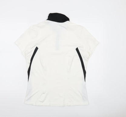 Nike Womens White Black Polo Shirt L Sports Dri-Fit Short Sleeve