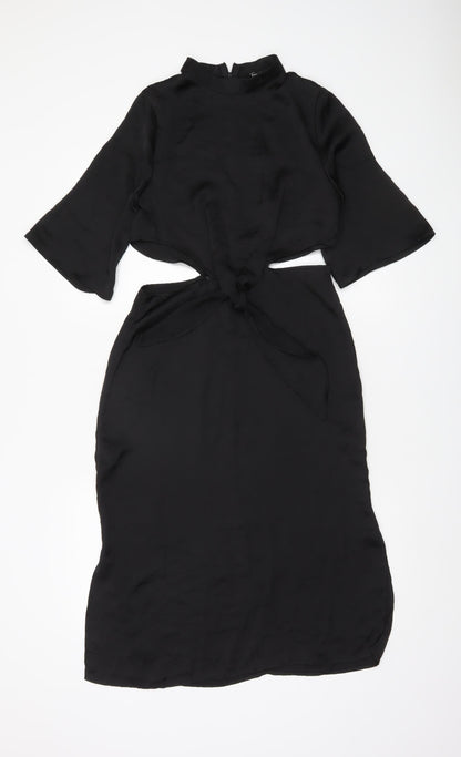 Boohoo Women’s Black Size 8 Midi Sheath Cut Out Party Dress