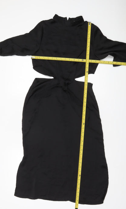 Boohoo Women’s Black Size 8 Midi Sheath Cut Out Party Dress