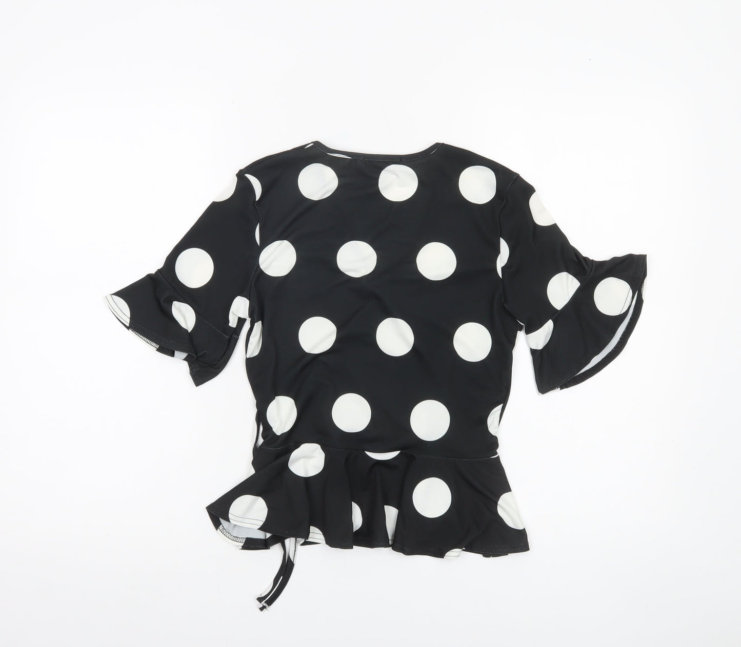 Lipsy Women Black White Polka Dot Wrap Blouse UK 8