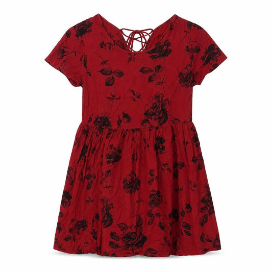 Pins and Needles Women’s Red Floral Skater Dress Size M Short Sleeve