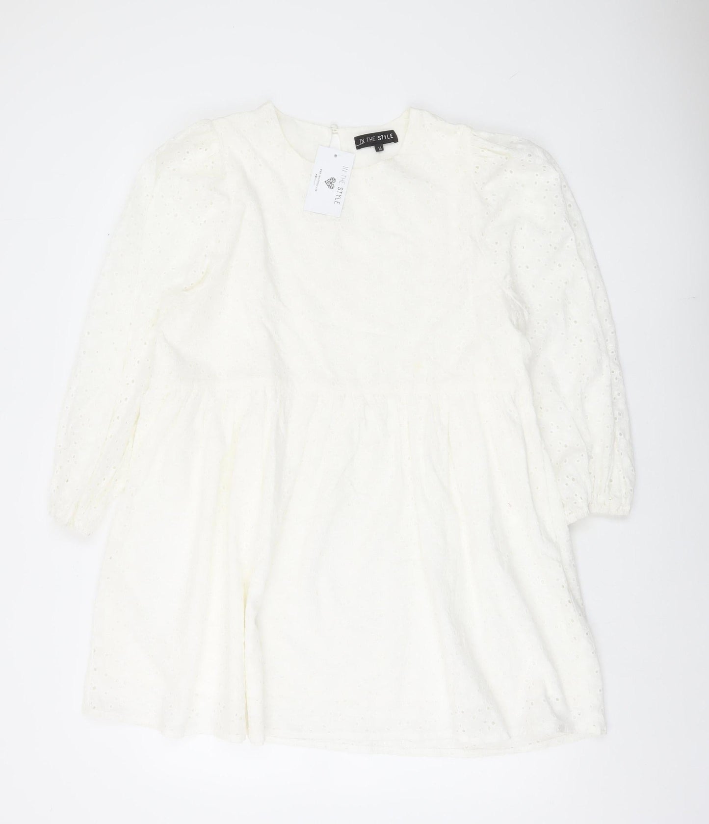 In The Style Womens White Cotton A-Line Dress Size 14