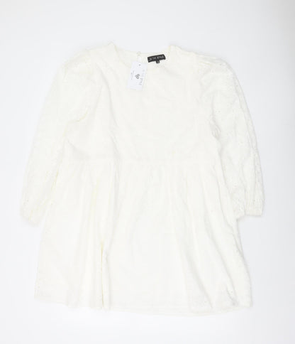 In The Style Womens White Cotton A-Line Dress Size 14