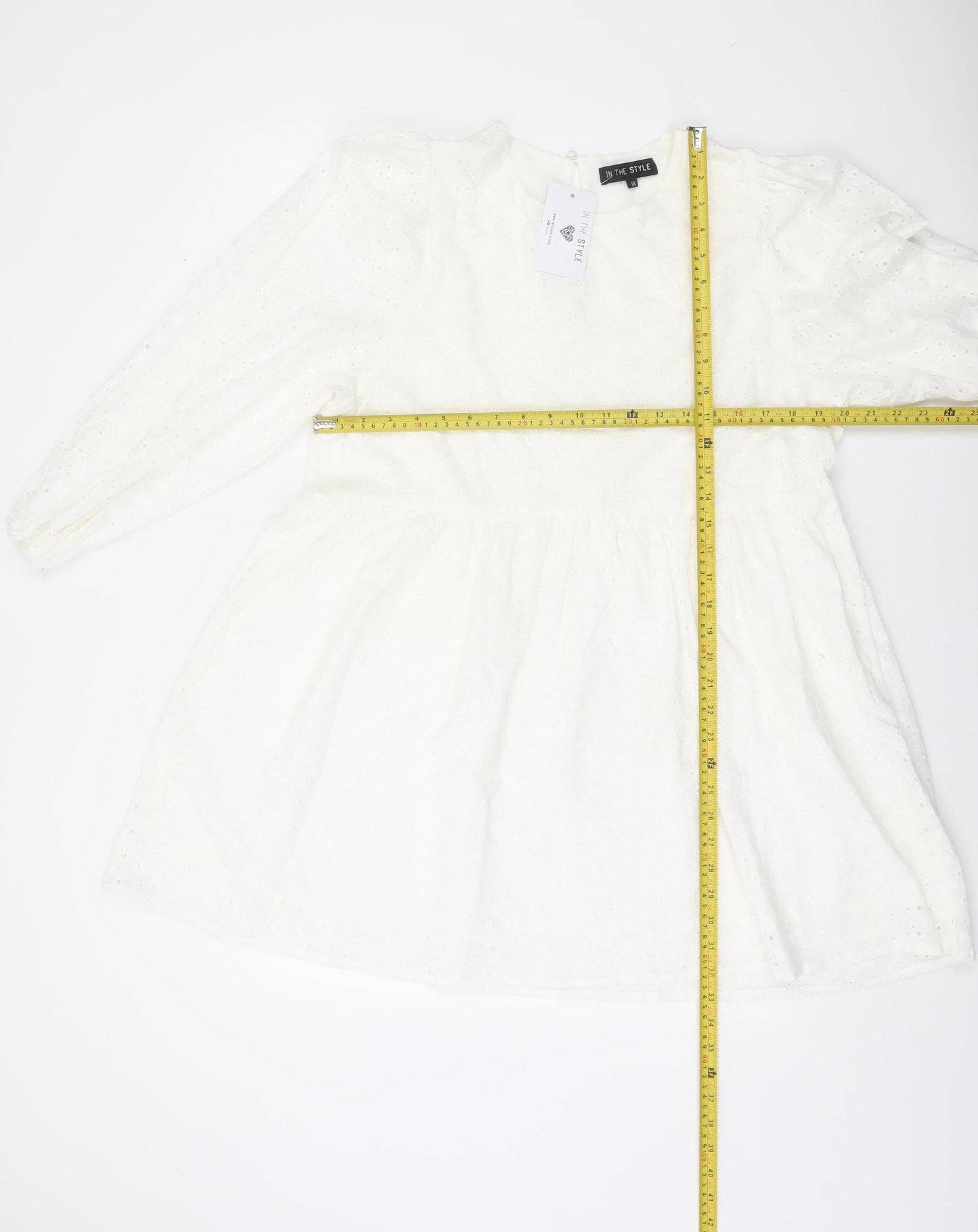 In The Style Womens White Cotton A-Line Dress Size 14