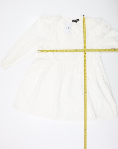 In The Style Womens White Cotton A-Line Dress Size 14
