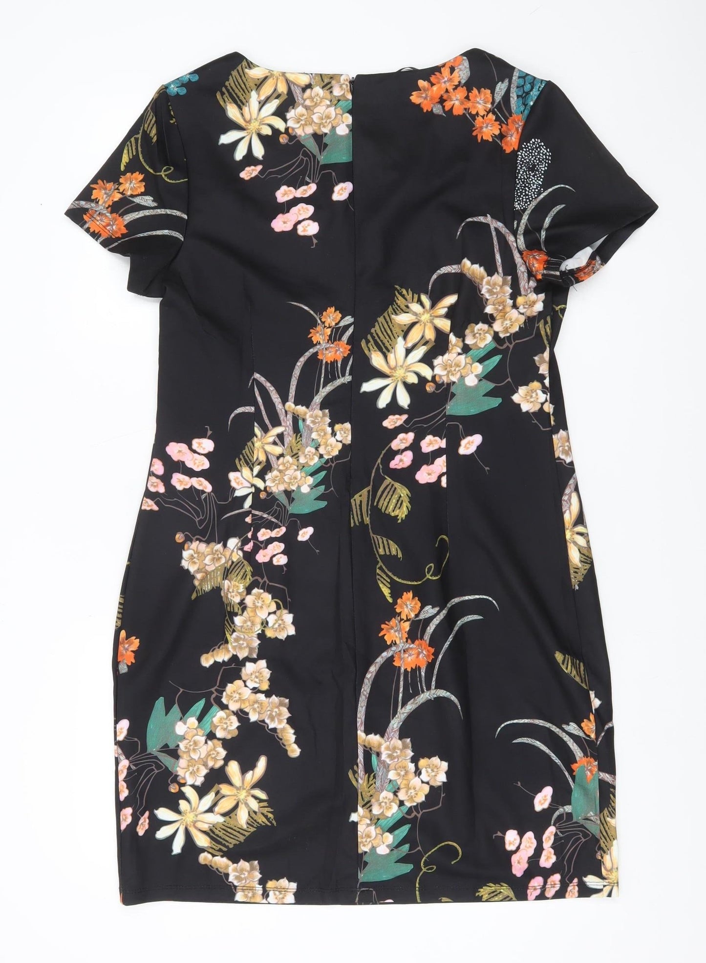 Tricotonic Women Black Floral Sheath Dress 3XL Short Sleeve Knee Length
