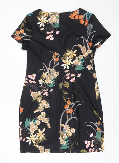 Tricotonic Women Black Floral Sheath Dress 3XL Short Sleeve Knee Length