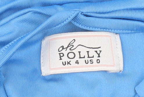 Oh Polly Women's Blue Size 4 Bodycon Ruched Mini Dress
