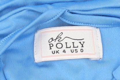 Oh Polly Women's Blue Size 4 Bodycon Ruched Mini Dress