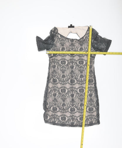 Topshop Women’s Grey Lace Sheath Short Sleeve Dress UK 8