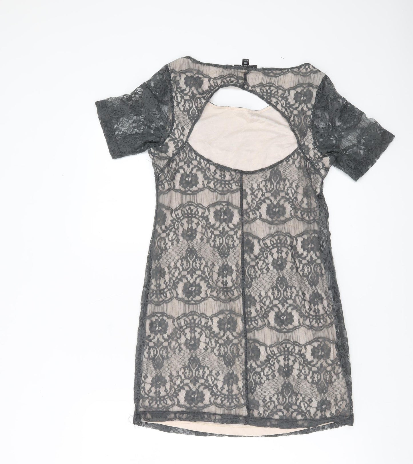 Topshop Women’s Grey Lace Sheath Short Sleeve Dress UK 8