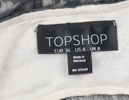 Topshop Women’s Grey Lace Sheath Short Sleeve Dress UK 8