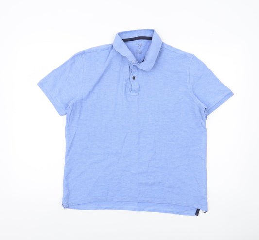 Marks and Spencer Men's Blue Cotton Polo Shirt Size M Regular Fit