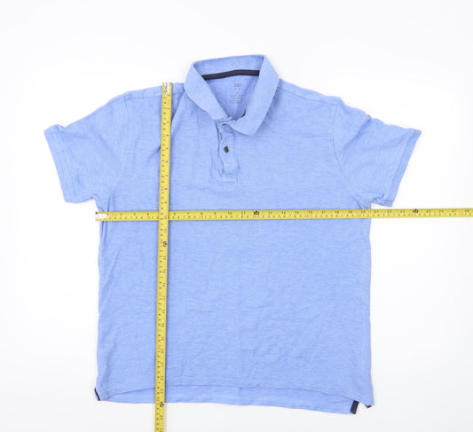 Marks and Spencer Men's Blue Cotton Polo Shirt Size M Regular Fit