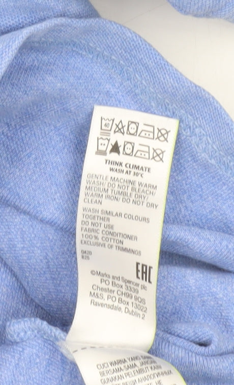 Marks and Spencer Men's Blue Cotton Polo Shirt Size M Regular Fit