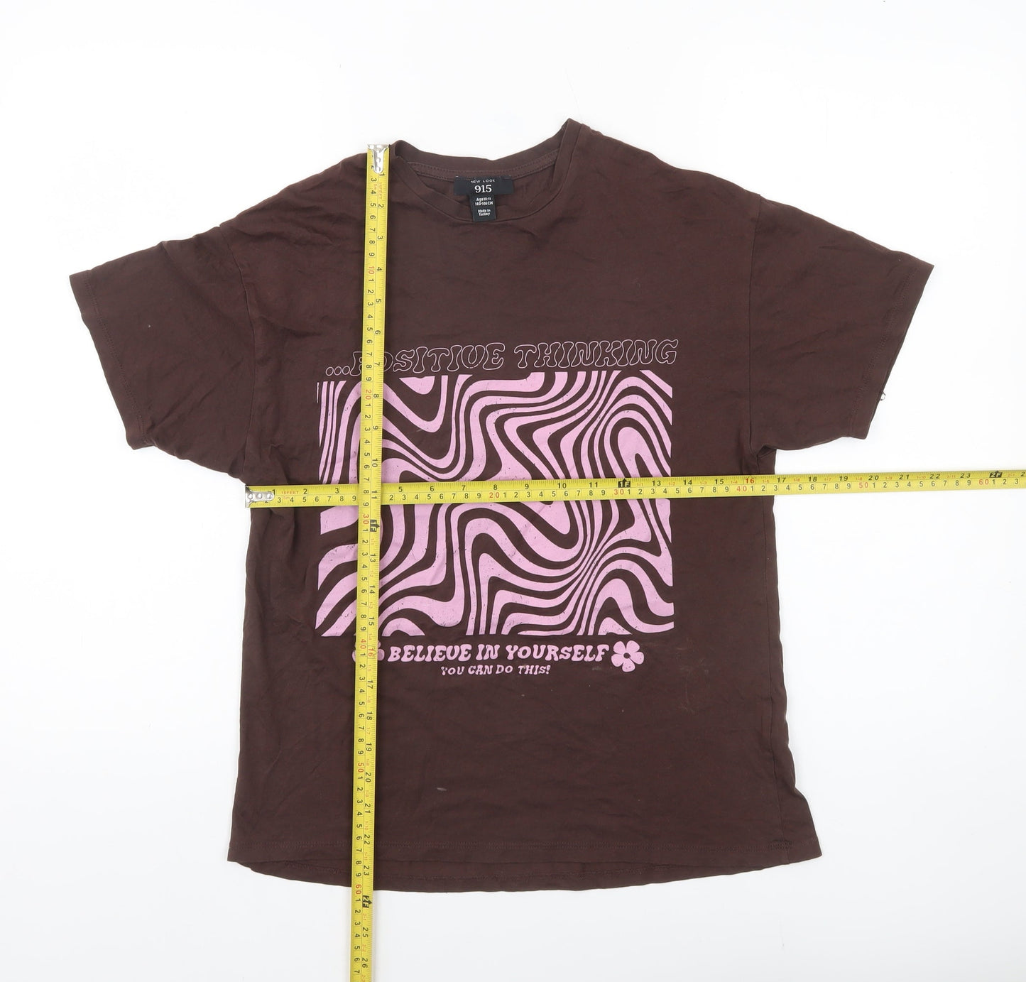 New Look Girls Brown Graphic T-Shirt Age 10-11 Years Positive Thinking