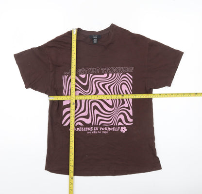 New Look Girls Brown Graphic T-Shirt Age 10-11 Years Positive Thinking