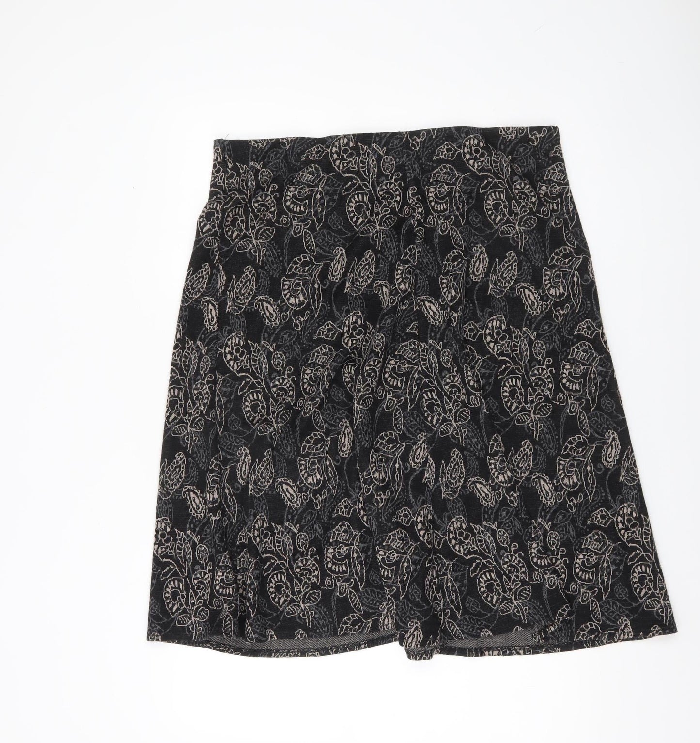 Bm Women’s Black Floral A-Line Knit Skirt Size 18 Knee Length
