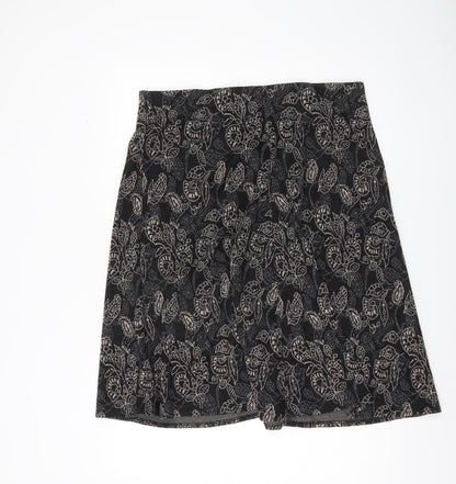 Bm Women’s Black Floral A-Line Knit Skirt Size 18 Knee Length