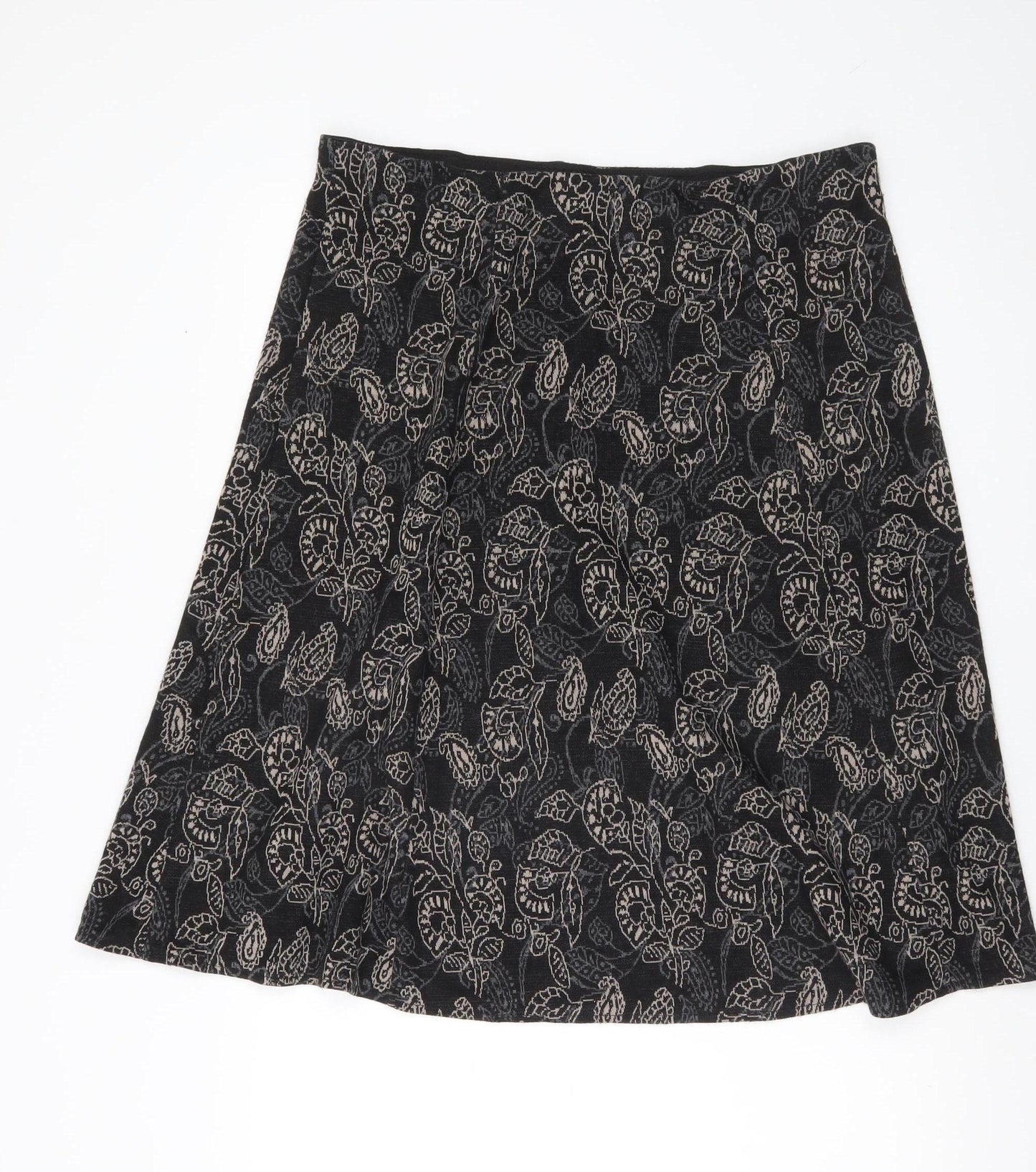 Bm Women’s Black Floral A-Line Knit Skirt Size 18 Knee Length