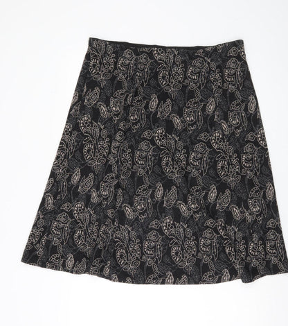 Bm Women’s Black Floral A-Line Knit Skirt Size 18 Knee Length
