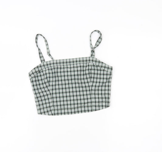 Hollister Women’s Green Check Camisole Tank Top Size S Slim Fit