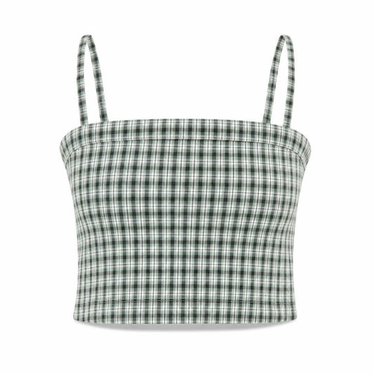 Hollister Women’s Green Check Camisole Tank Top Size S Slim Fit