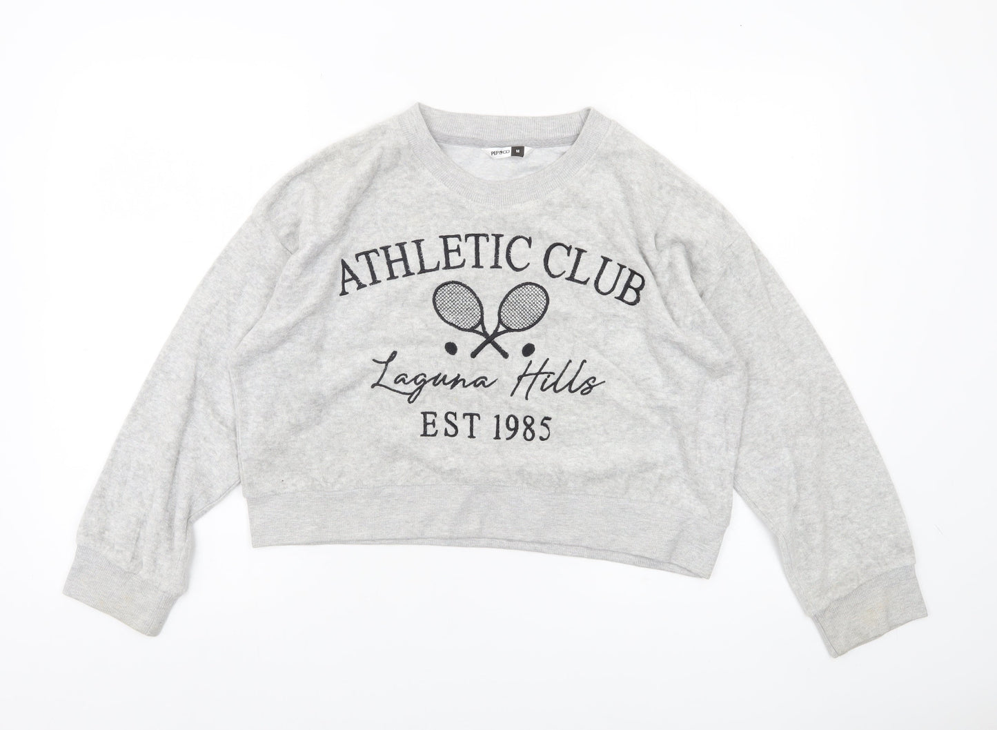 Pep&Co Women Grey Medium Pullover Sweatshirt Athletic Club Print