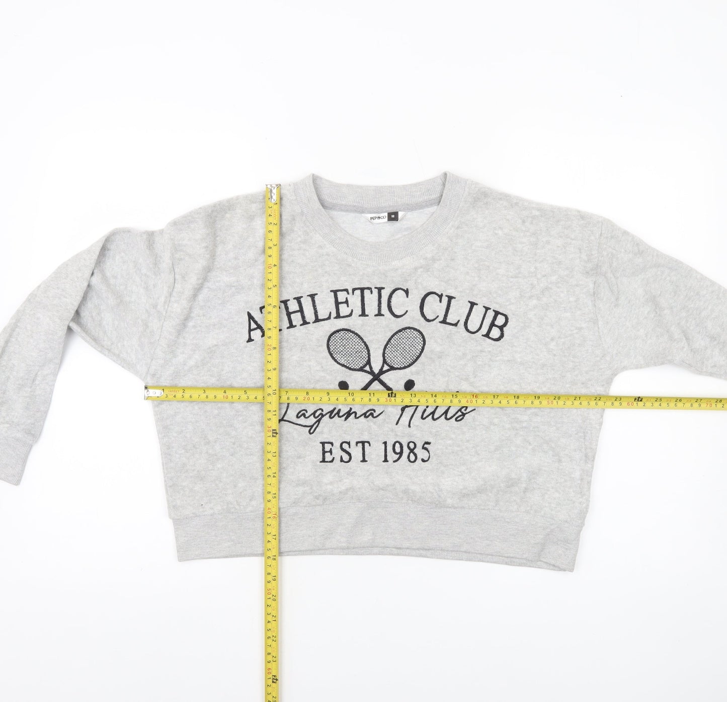Pep&Co Women Grey Medium Pullover Sweatshirt Athletic Club Print