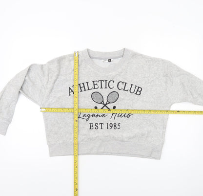 Pep&Co Women Grey Medium Pullover Sweatshirt Athletic Club Print