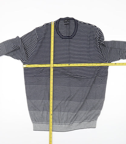 Marks & Spencer Men’s Blue XL Striped Cotton Pullover Jumper