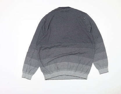 Marks & Spencer Men’s Blue XL Striped Cotton Pullover Jumper