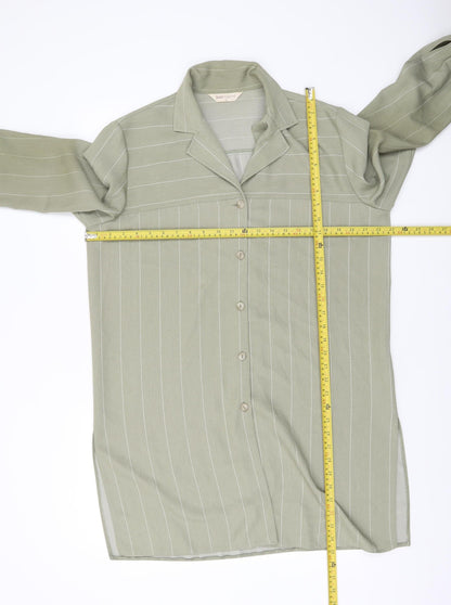 Bonmarché Women’s Green Striped Button-Up Tunic Shirt Size 16