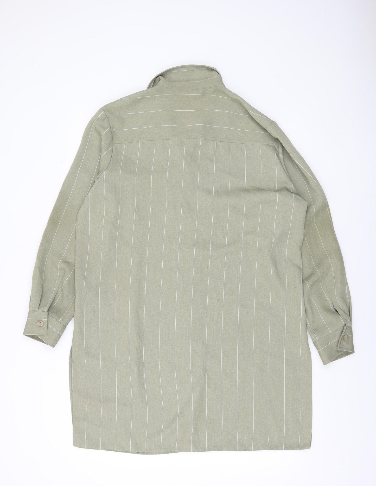 Bonmarché Women’s Green Striped Button-Up Tunic Shirt Size 16